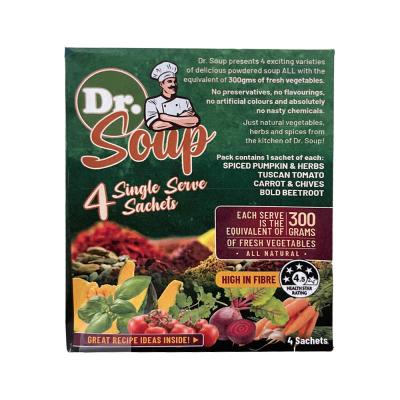 Cell-Logic Dr. Soup Mixed Sachets (4 Flavours) 30g x 4 Pack (contains: 1 each of Spiced Pumpkin & Herbs, Tuscan Tomato, Carrot & Chives and Bold Beetroot)